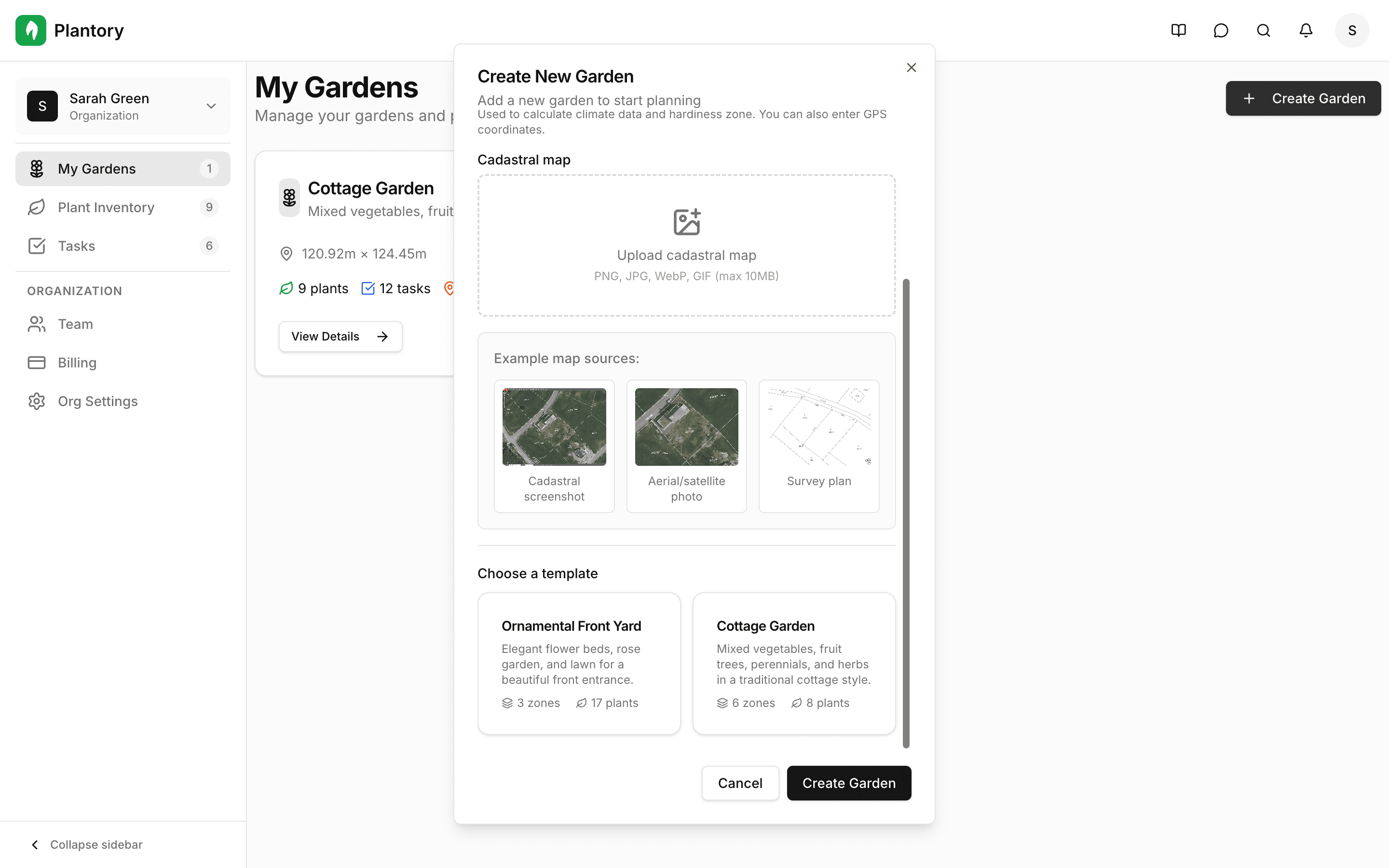 Galerie šablon zobrazující dostupné zahradní šablony
